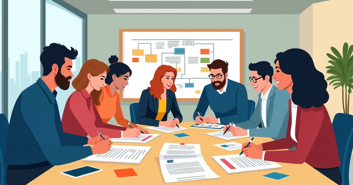 Equipe de comunicação de conselho discutindo formatos de conteúdo 