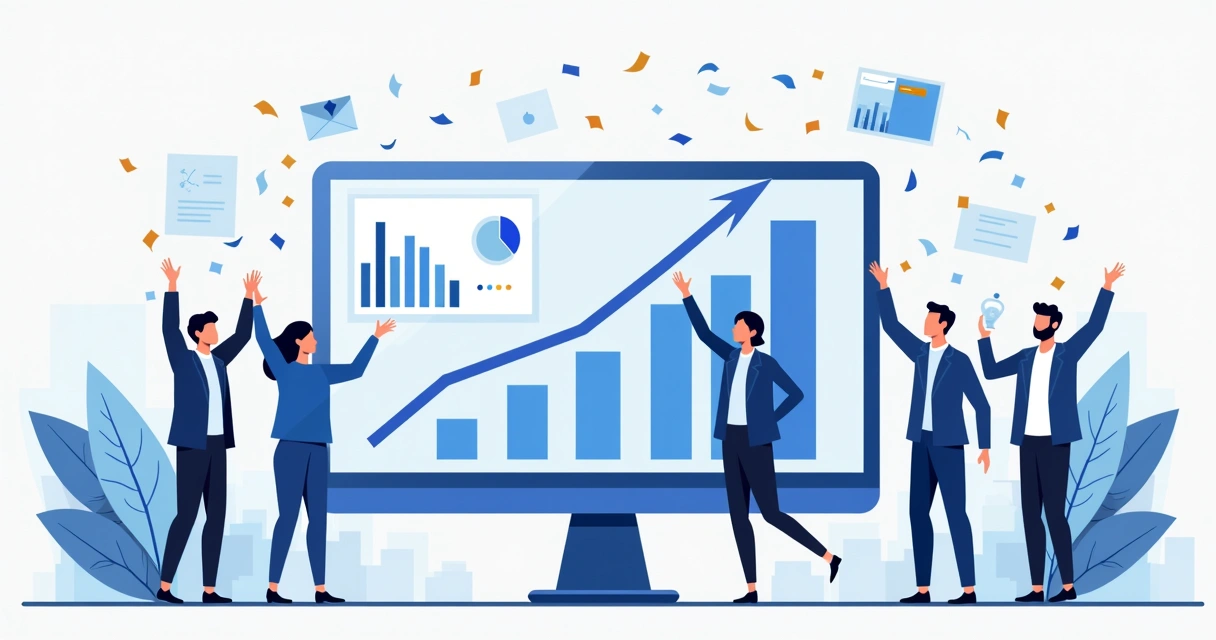Equipe mostrando aumento nos resultados de comunicação institucional 