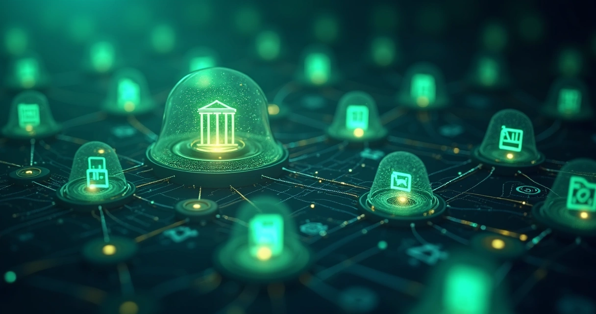 Ícones jurídicos conectando tribunais digitais no Brasil