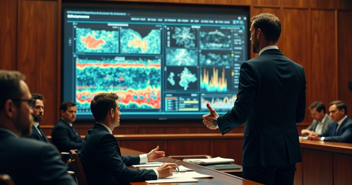 Perito apresentando laudo pericial em tribunal 