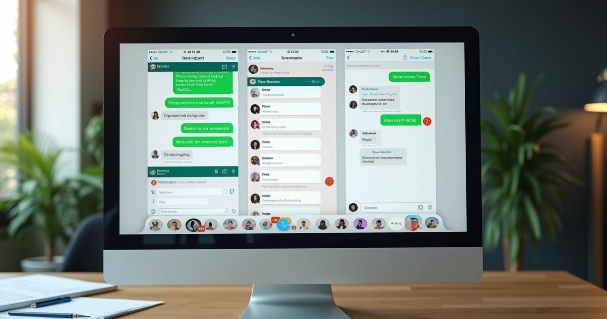 Vários métodos de comunicação exibidos em tela de computador 