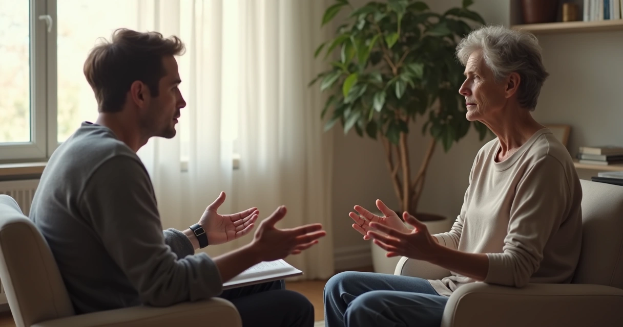 Duas pessoas em conversa com foco na linguagem corporal e sinais sutis 