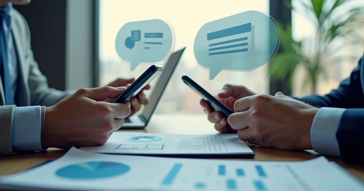 Profissionais trocando mensagens sobre negócios B2B 