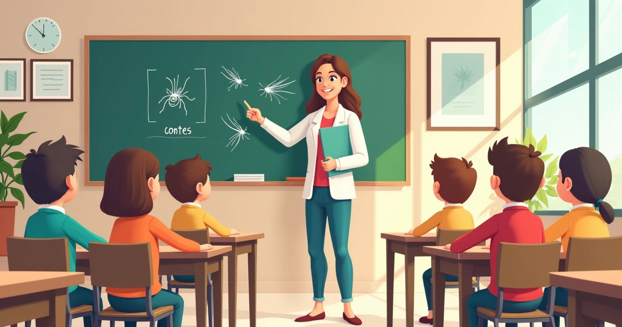 Professor explicando sobre controle de pragas aos alunos em sala de aula 