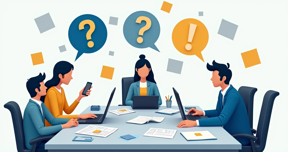 Equipe reunida com comunicação confusa 