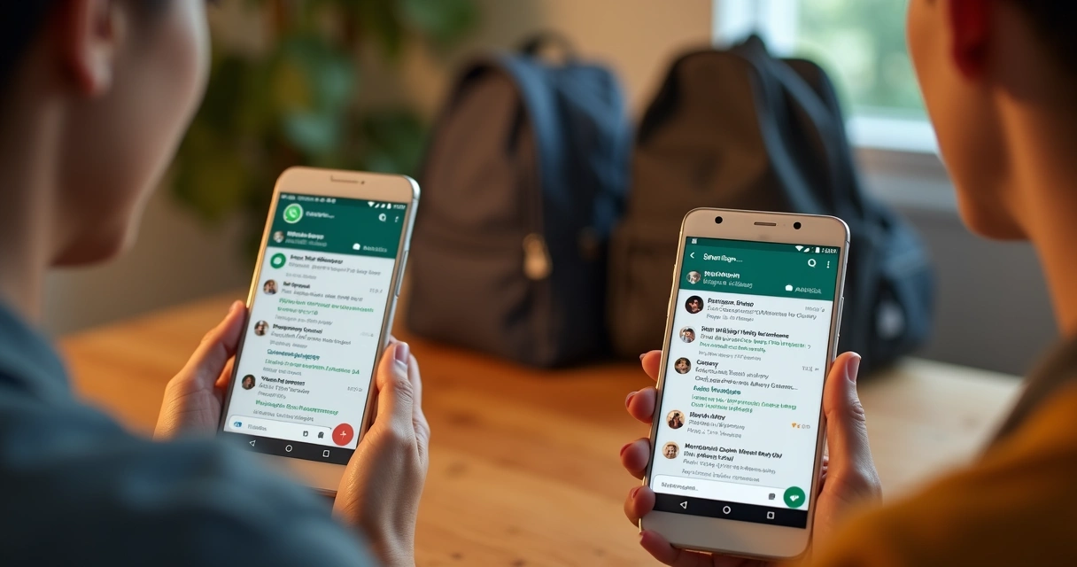 Pais recebendo mensagens escolares por WhatsApp 