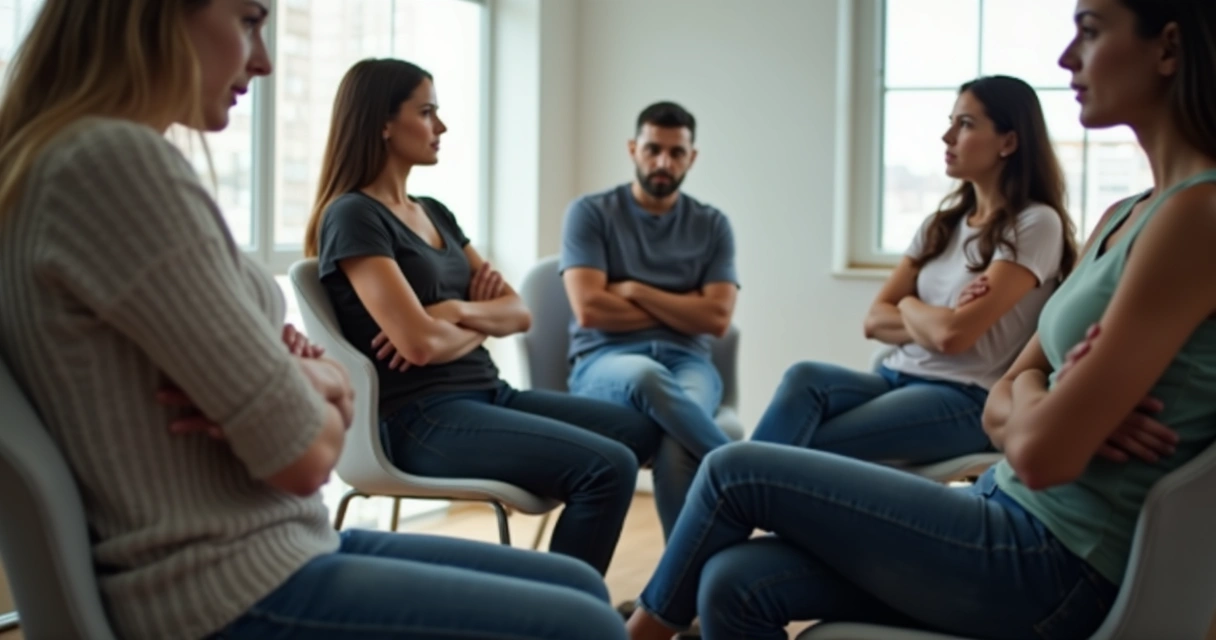 Personas sentadas mostrando distintas posturas corporales en una sala