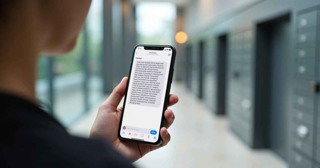 Síndico enviando comunicado pelo celular em condomínio 