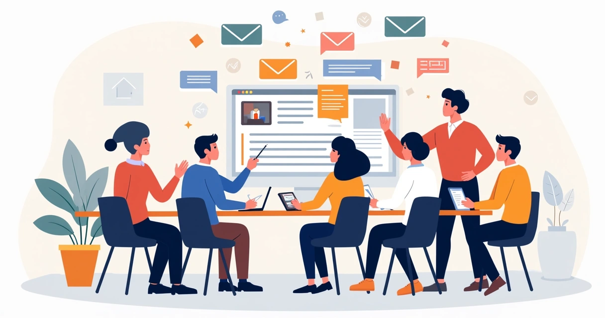 Equipe sindical criando e disparando comunicados educativos via plataforma digital