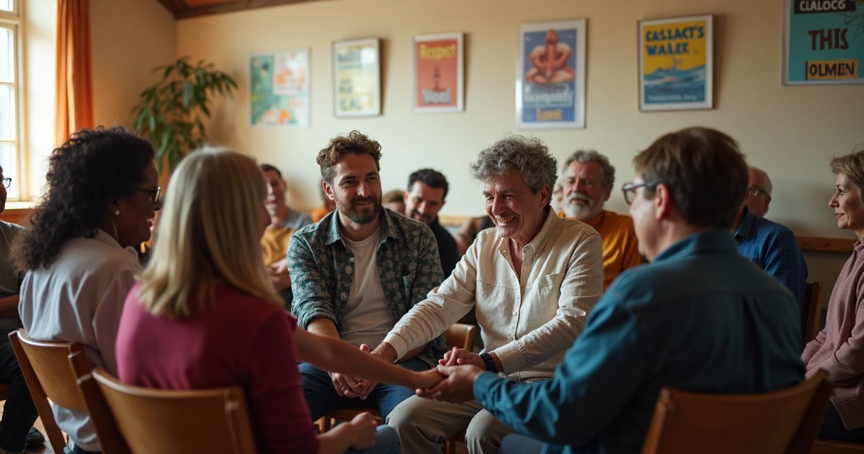 Personas reunidas en apoyo emocional comunitario 