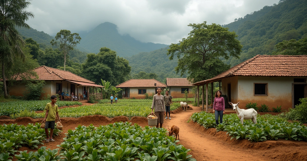 Comunidade rural em área de bioma brasileiro com agricultura sustentável 