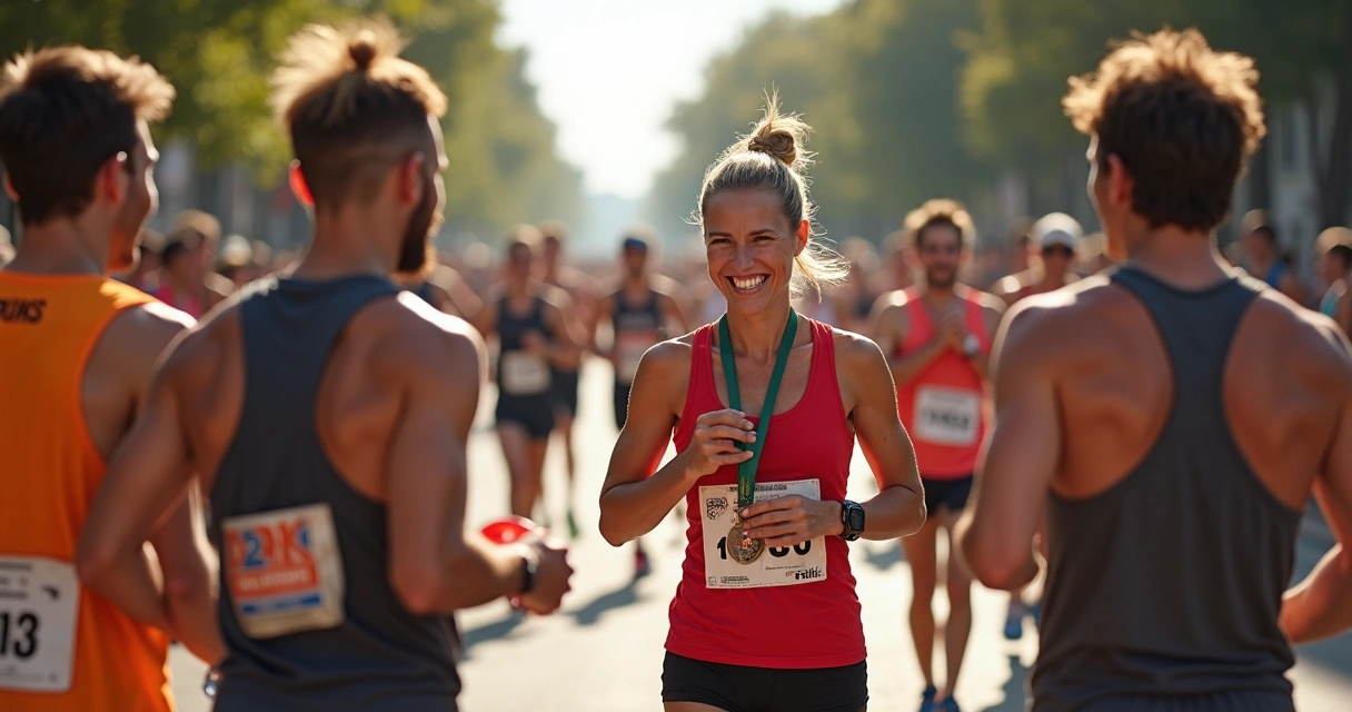 Corredores conversando após a prova 