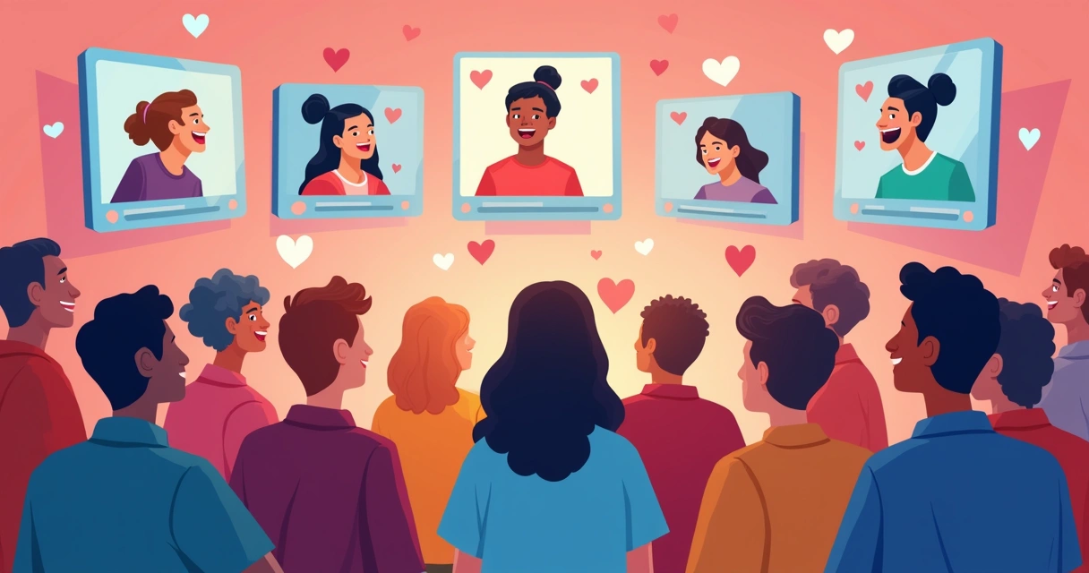 Grupo de seguidores digitais interagindo com conteúdo de vídeo curto 