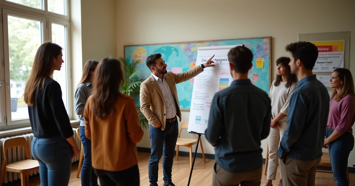 Grupo de pessoas em círculo ouvindo uma fala em ambiente comunitário 