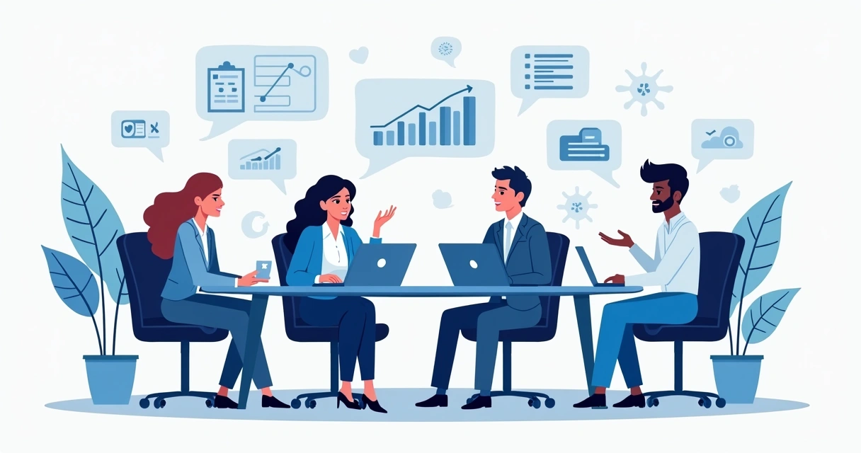 Reunião de empreendedores digitais em mesa redonda