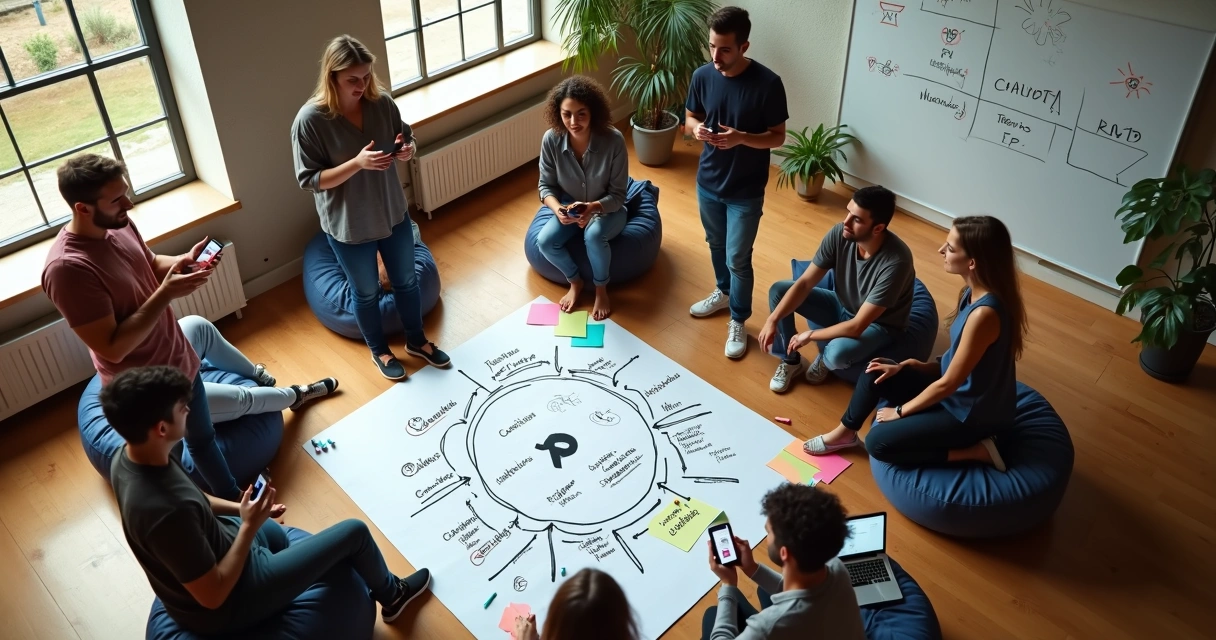 Donos de pequenas empresas formando círculo em encontro de comunidade de negócios 