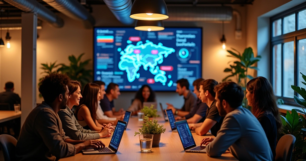 Comunidade de empreendedores trocando experiências sobre IA
