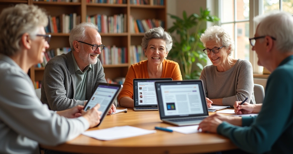 Grupo de leitores interagindo e discutindo conteúdo de newsletter. 