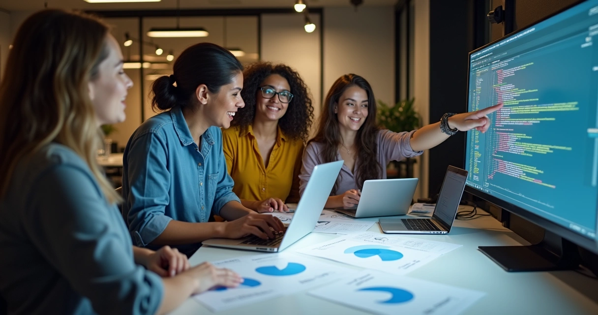 Grupo colaborando em software financeiro open source 