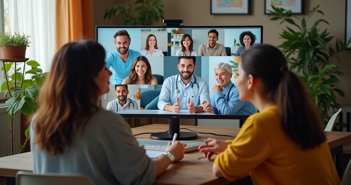 Grupo virtual de pacientes em reunião online sobre tratamento com cannabis