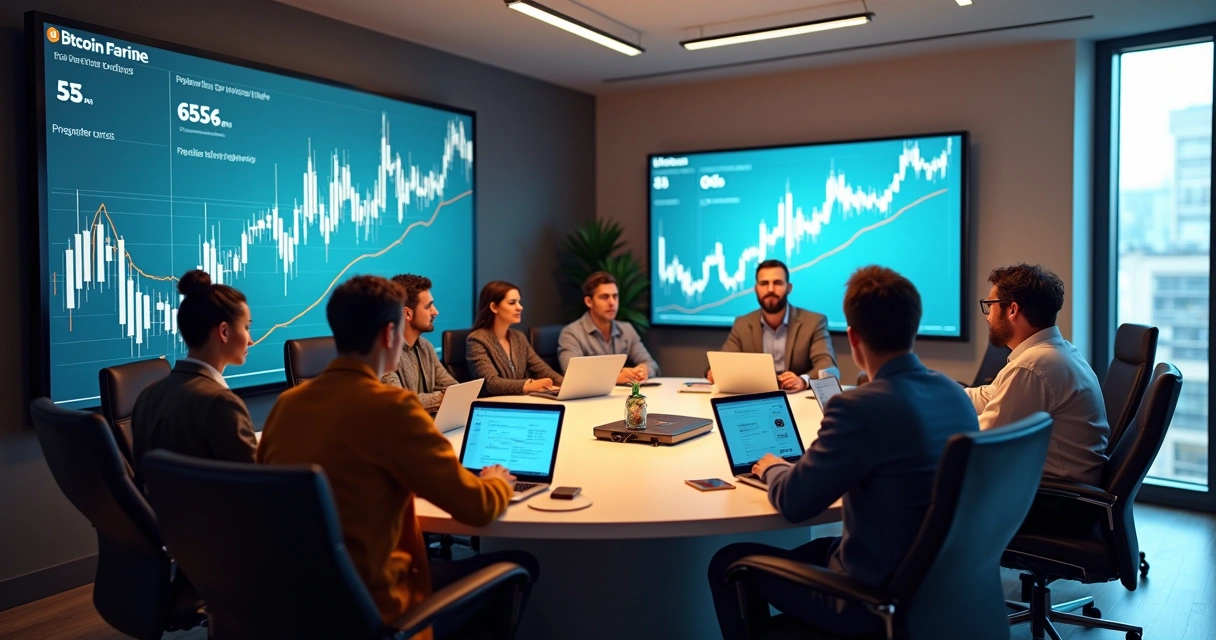 Grupo de investidores discutindo estratégias e rankings de social trading em bitcoin 