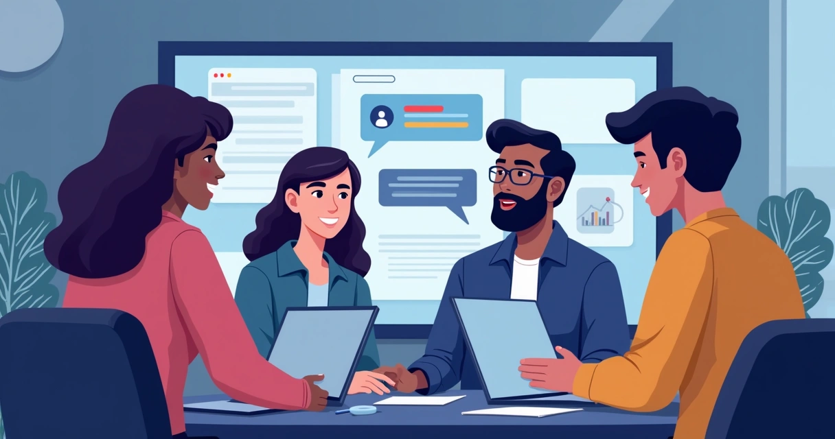 Comunidade virtual ativa de alunos interagindo 