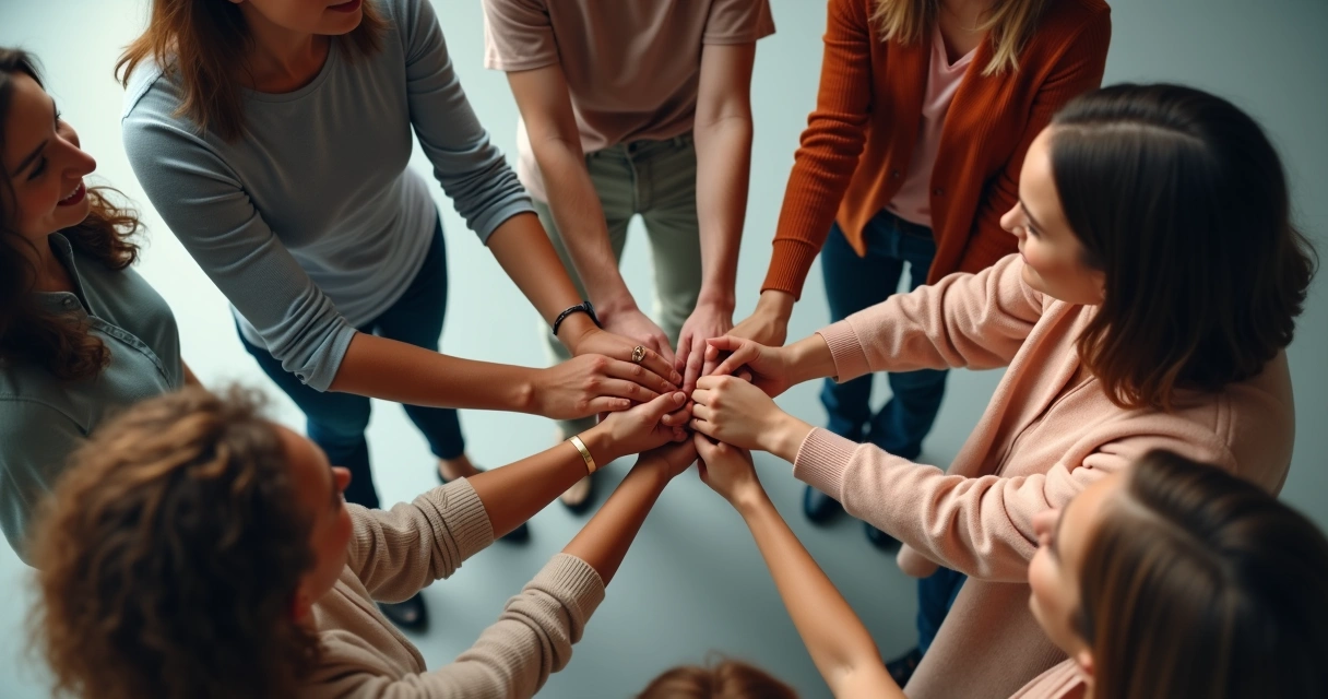 Personas formando un círculo visto desde arriba 