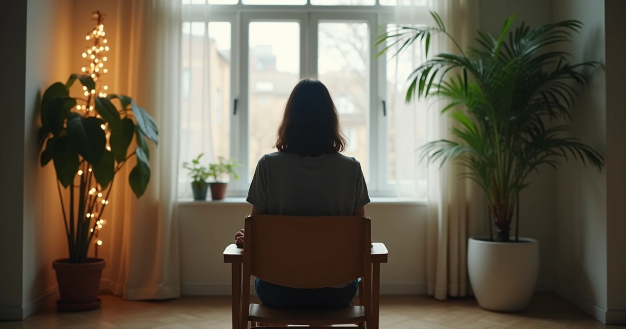 Persona reflexionando sobre su estado interior y madurez 