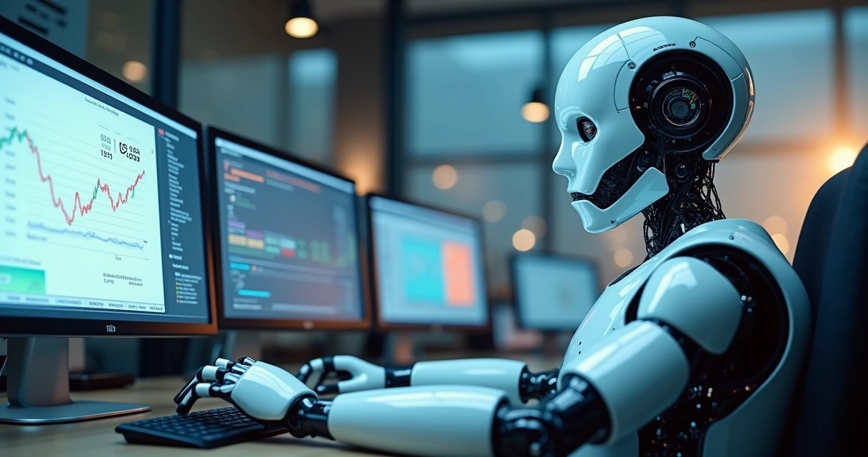 Robô digital conciliando extrato bancário em tela 