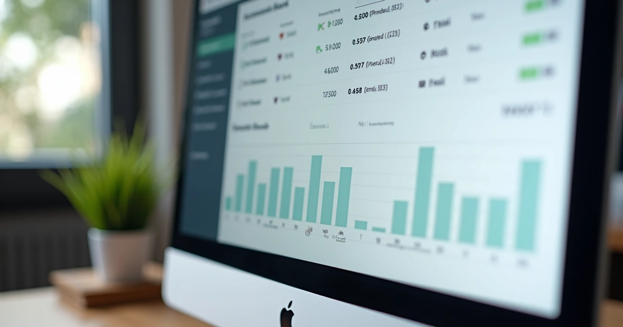 Tela de software mostrando conciliação bancária automática em monitor de computador 