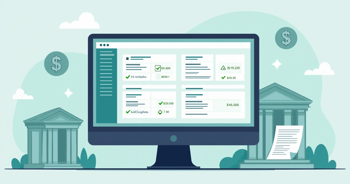Tela de conciliação bancária automática em sistema de gestão ERP 