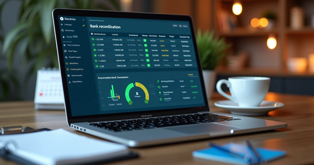 Painel virtual de conciliação bancária com destaque para indicadores automáticos 
