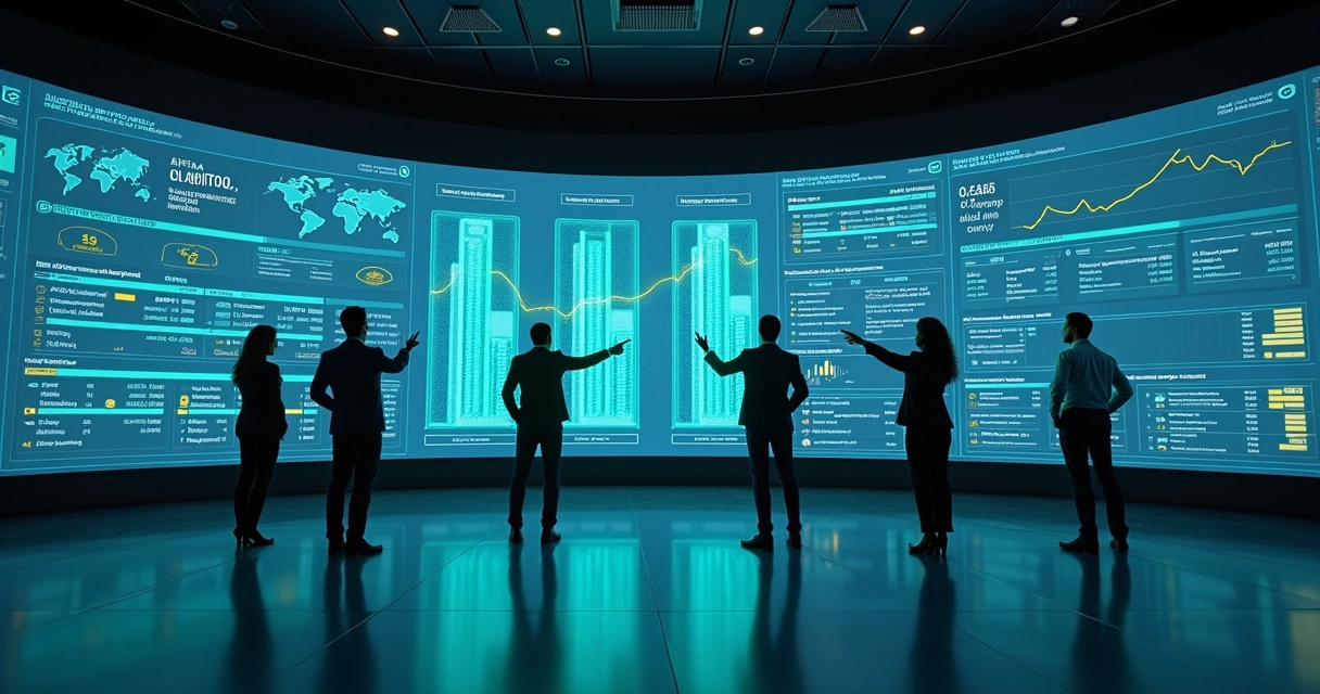 Equipe observa painel gigante com linhas unindo extratos bancários e registros internos 