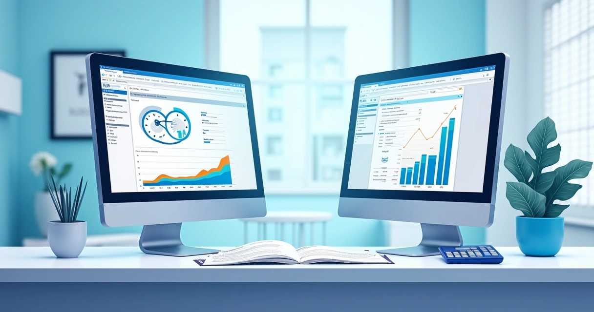 Tela de conciliação bancária em clínica odontológica, gráficos e extratos 
