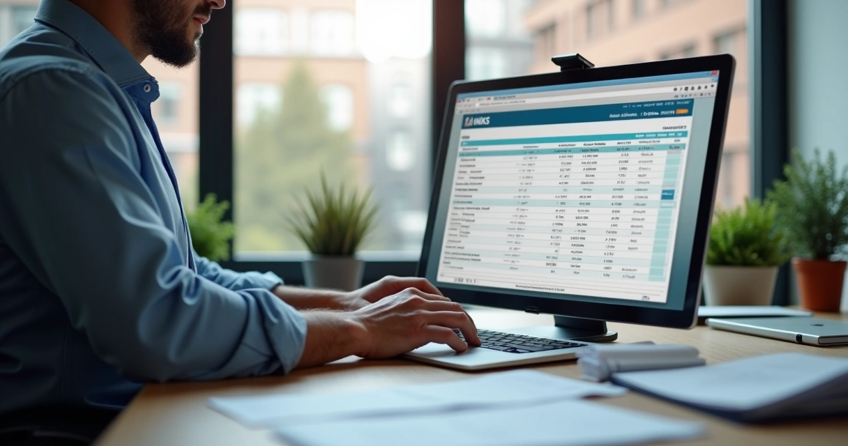 Tela de conciliação bancária em empresa com dados financeiros na tela 