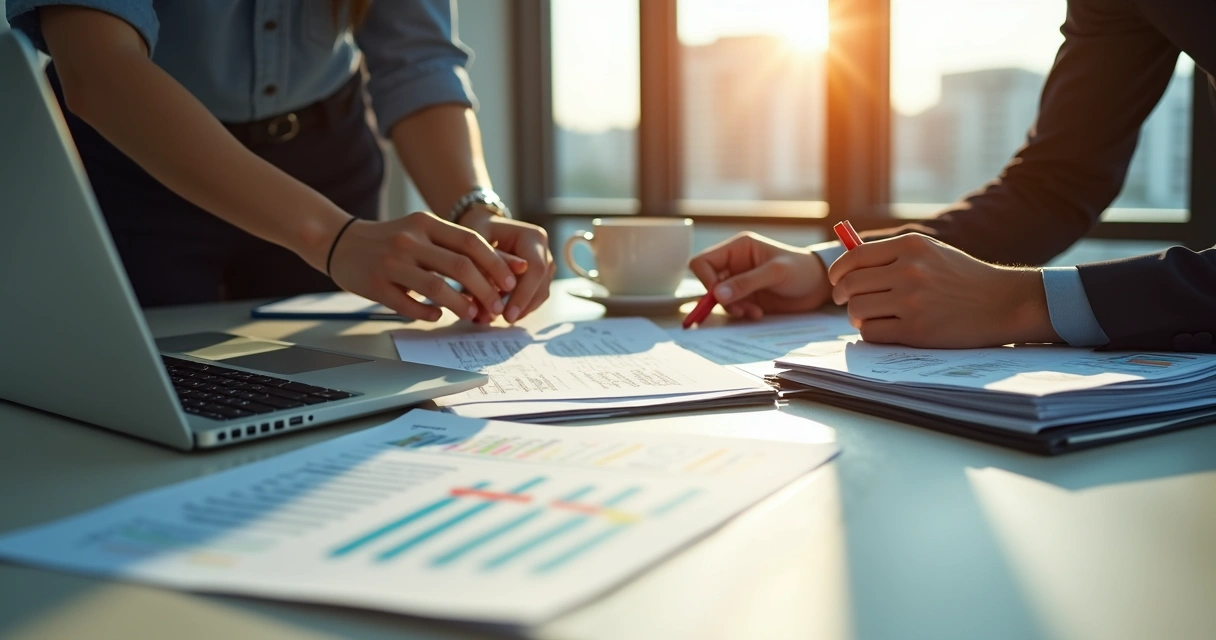 Conciliação bancária em ambiente de escritório 