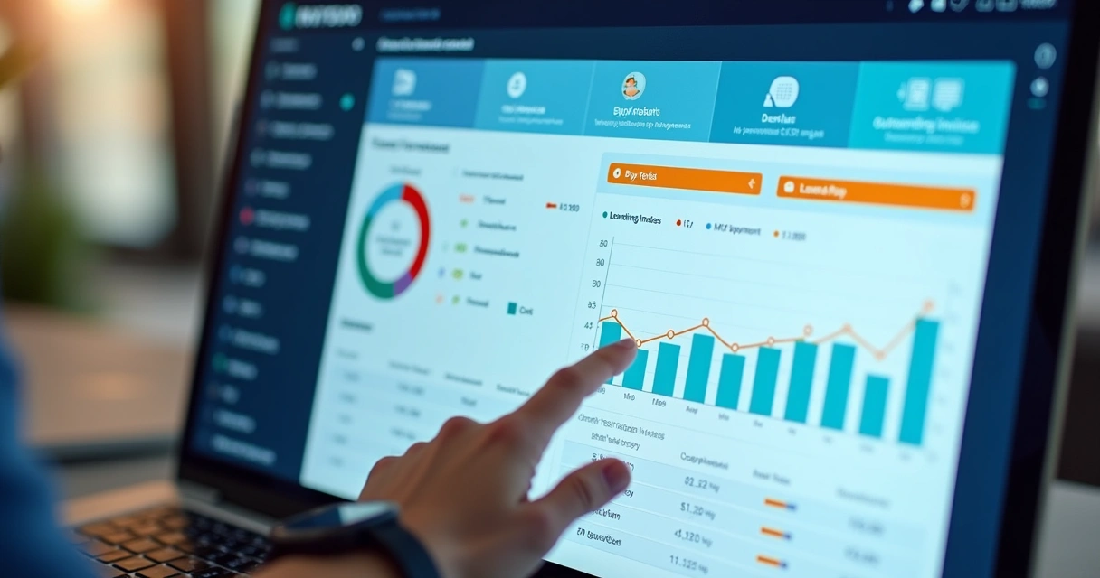 Tela de conciliação bancária digital com relatórios de pagamentos recebidos 