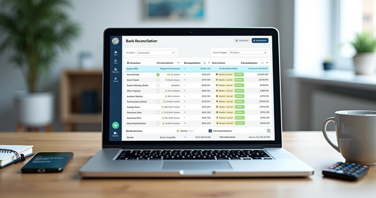 Tela de ERP com conciliação bancária automática via arquivo OFX 