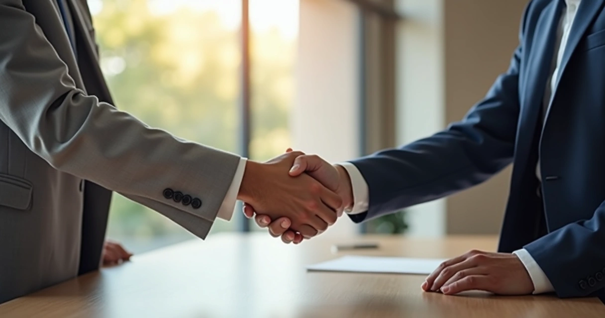Pessoas apertando as mãos após uma conversa 