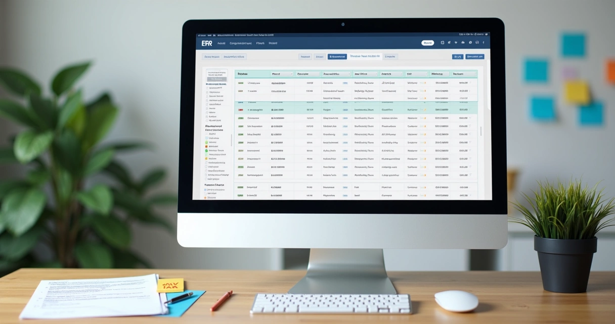 Tela de ERP mostrando conciliação bancária automática 
