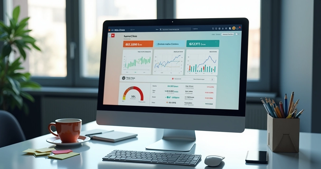 Tela de computador mostrando interface de plataforma de conciliação fiscal cripto 