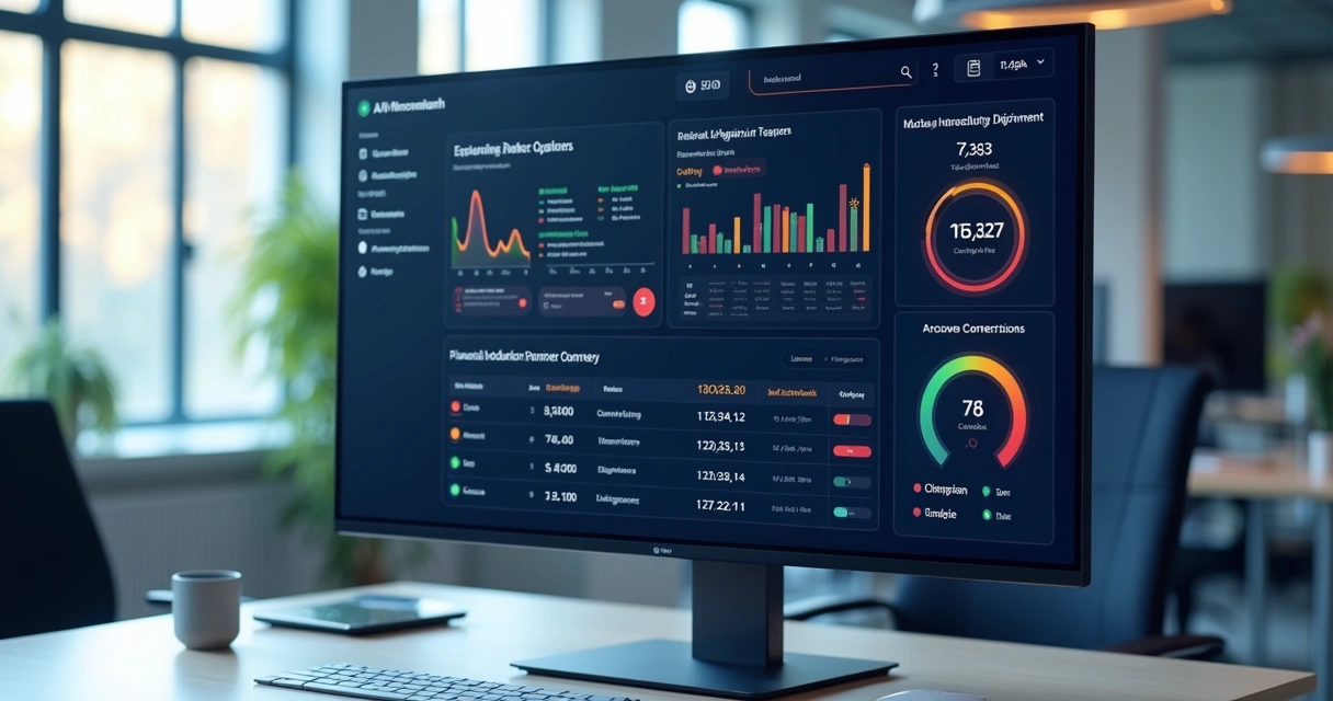 Interface de conciliação automática com gráficos coloridos e valores destacados 