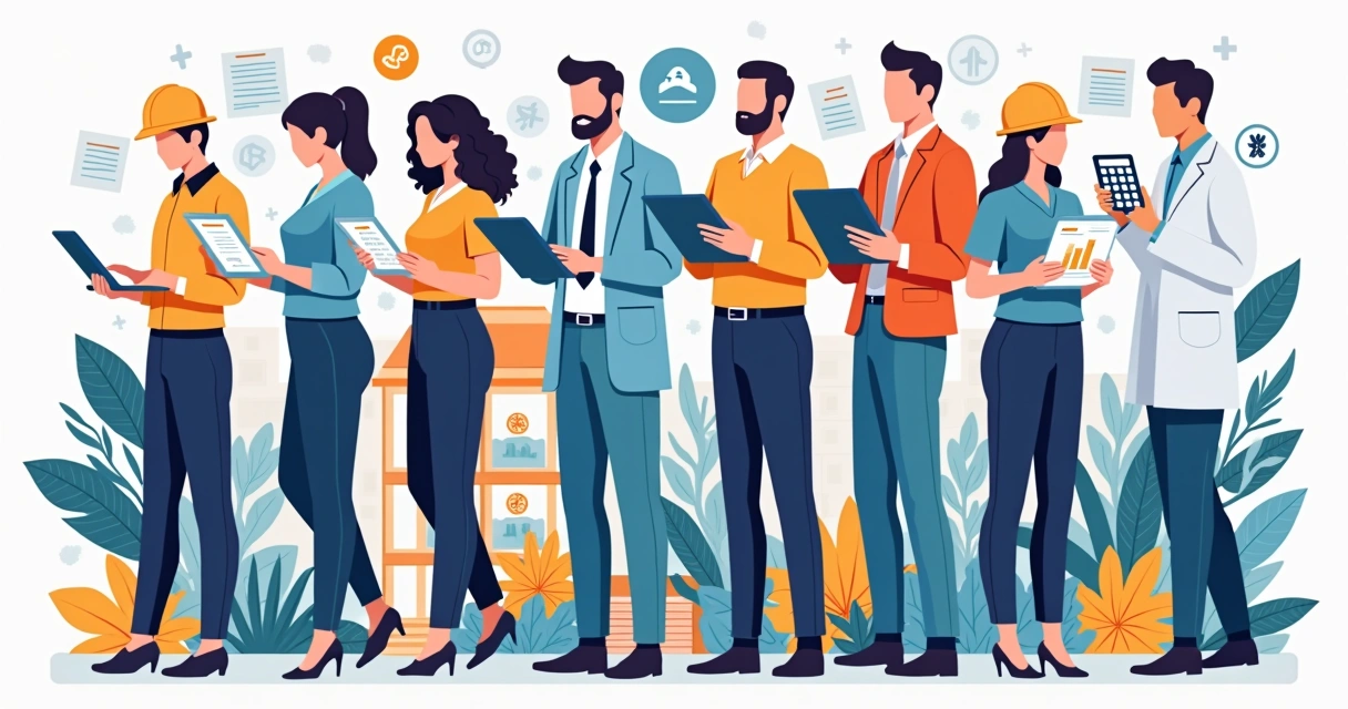 Segmentos empresariais conciliando contas em telas digitais.