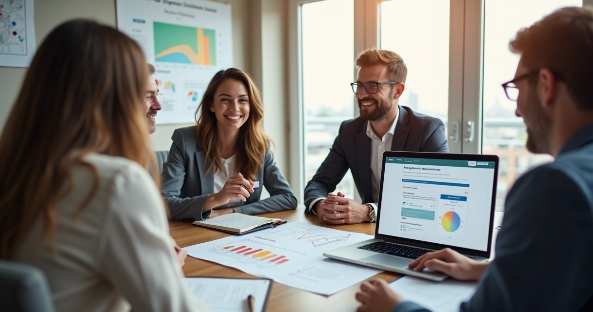 Equipe de negócios comemorando aprovação do registro de marca 
