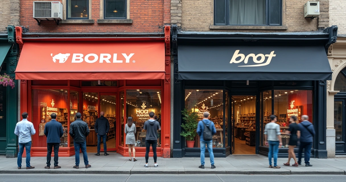 Empresas rivais com nomes e logos parecidos competindo no mercado 