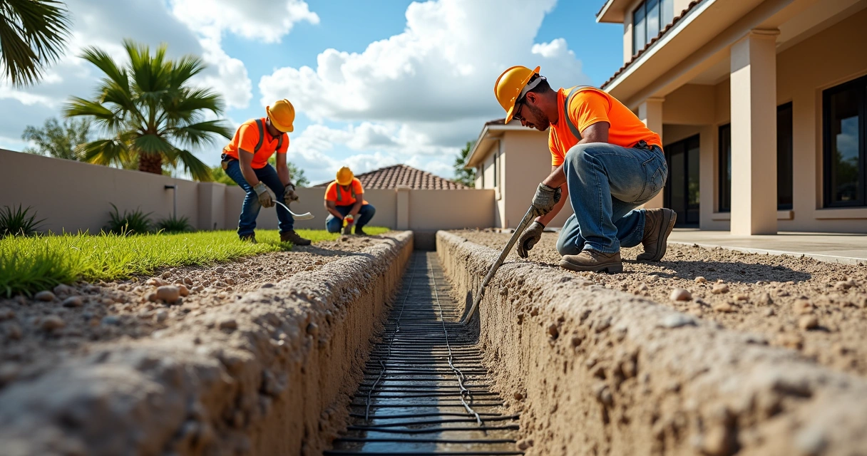 Installation of a trench drain in a patio in Orlando 