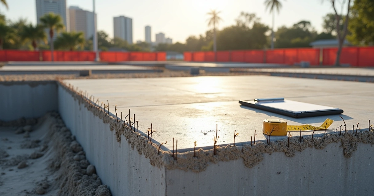 Concrete forms and rebar on a residential job site