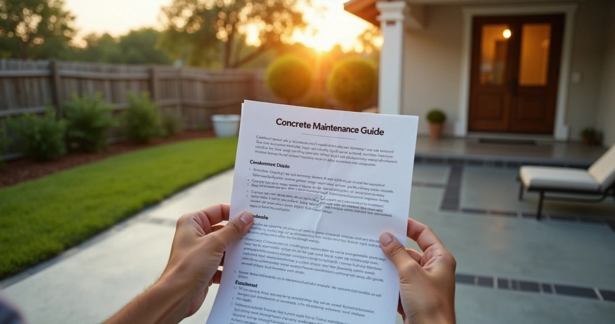 Homeowner reading concrete care guide Orlando 
