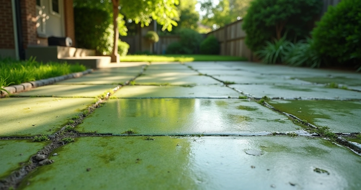 Algae growth on a concrete patio in Central Florida