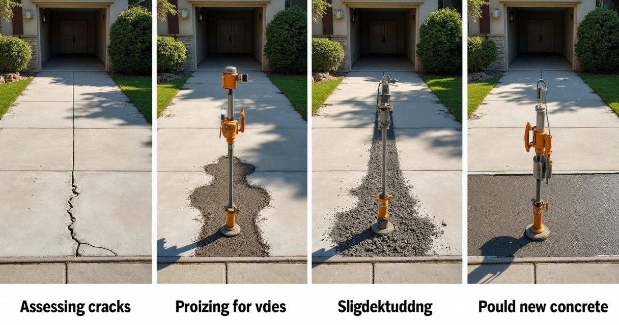 Repair steps outlined for sunken driveway slab